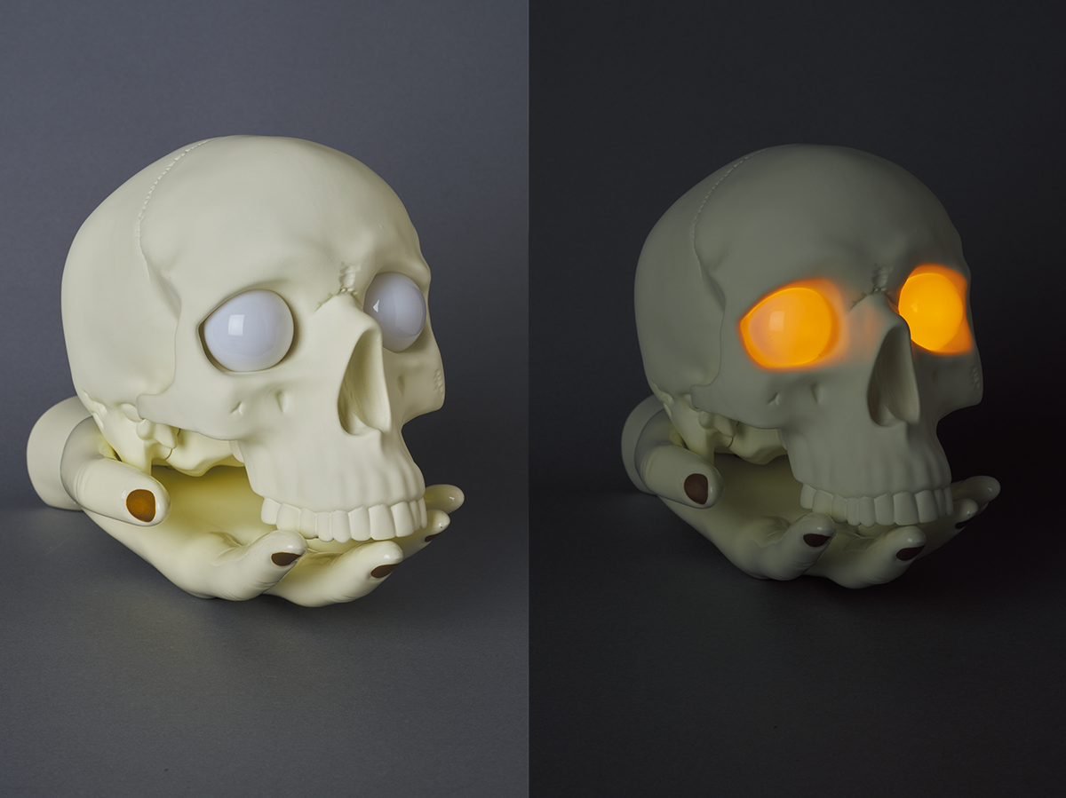 skull and hand lamp
