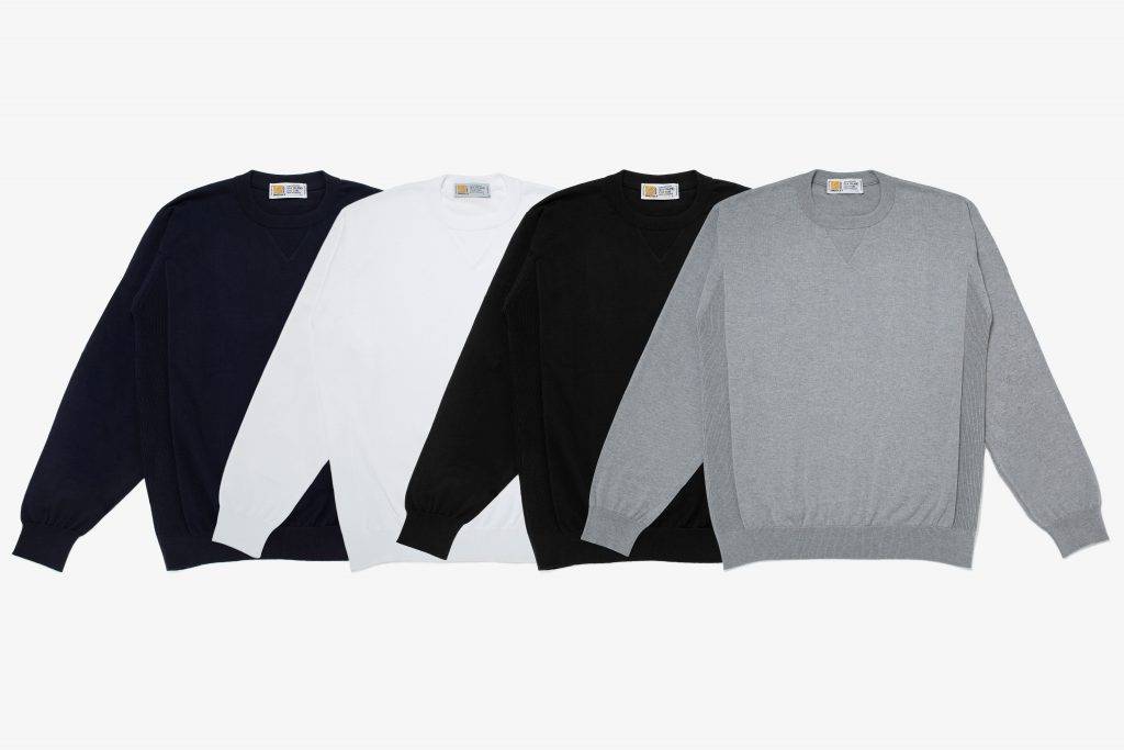 fragment design x John Smedley sweatshirt navy black white grey colourway