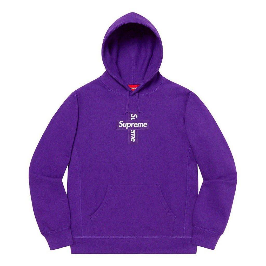 Supreme-Cross Box Logo purple colourway hoodie