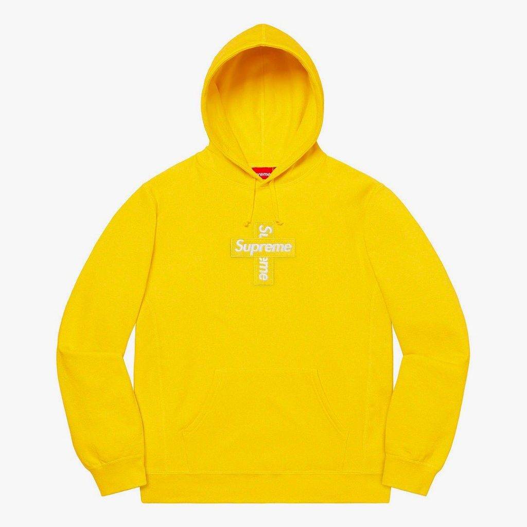 Supreme-Cross Box Logo yellow colourway hoodie