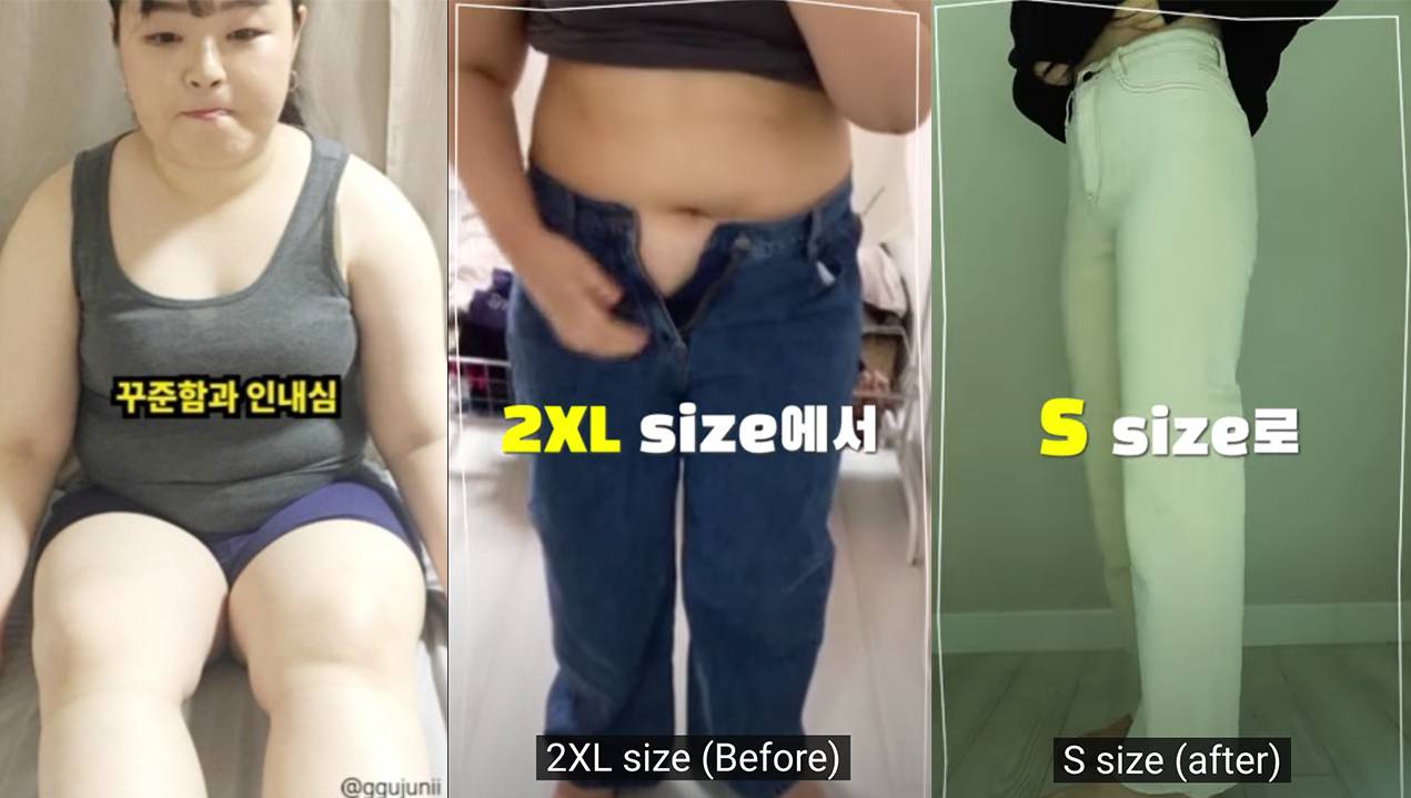 減肚腩大挑戰！韓妞在家減磅練腹肌81kg變53kg YouTube頻道꾸주니GGUJUNII影片截圖