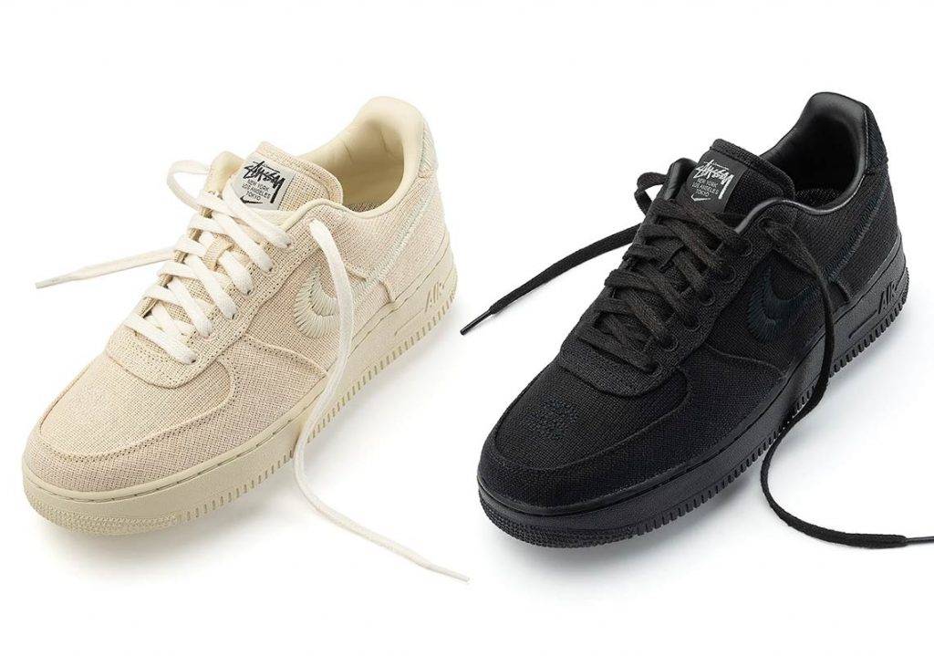 Stüssy x Nike Air Force 1 black and fossil stone colourway