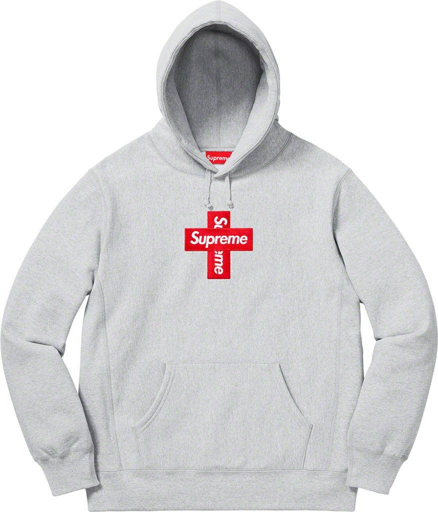 Supreme-Cross Box Logo grey colourway hoodie