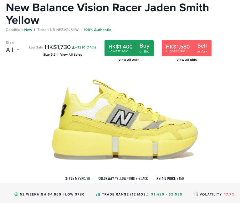 Jaden Smith x New Balance Vision Racer New Balance Vision Racer x Jaden Smith yellow Colourway