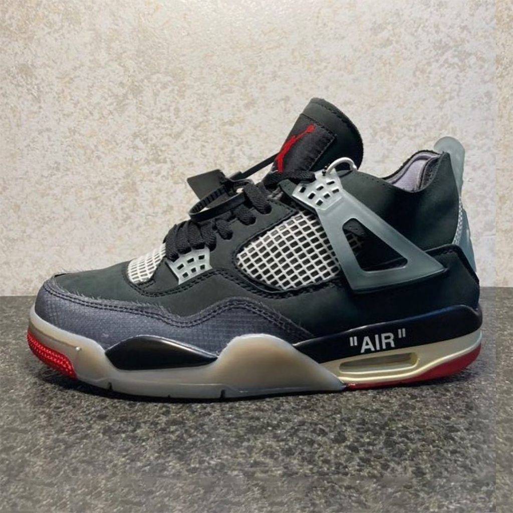Off-White x Air Jordan 4 "Bred" Black and red colourway