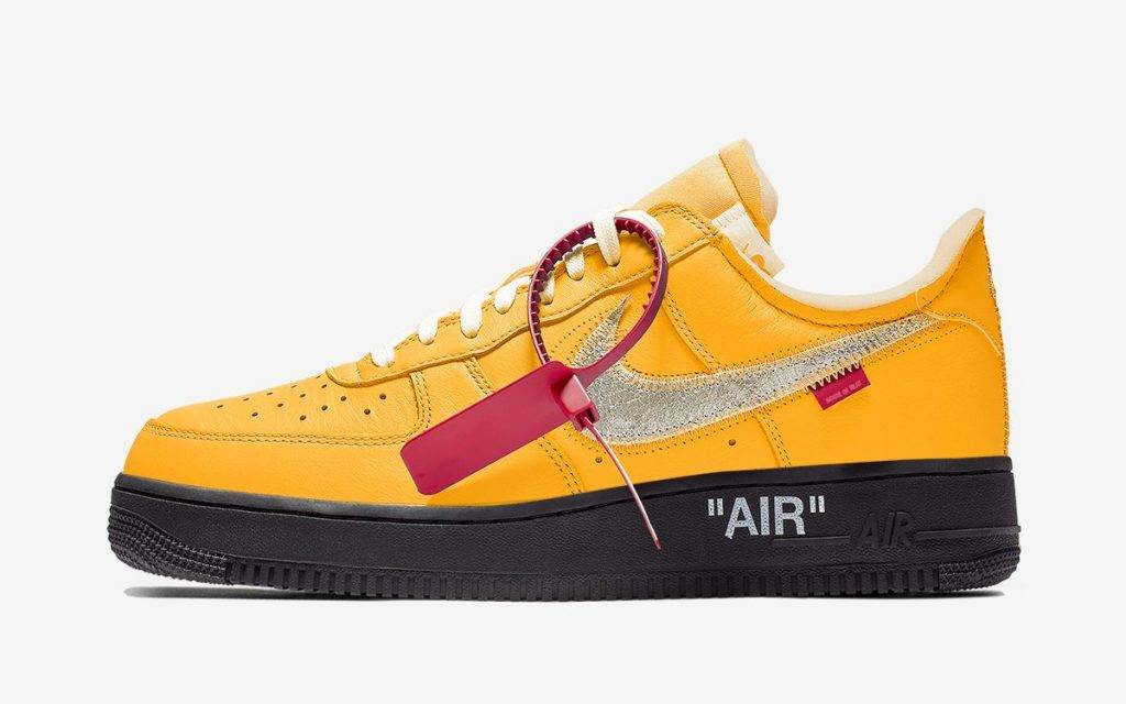 Off-White x Nike Air Force 1 University Gold colourway
