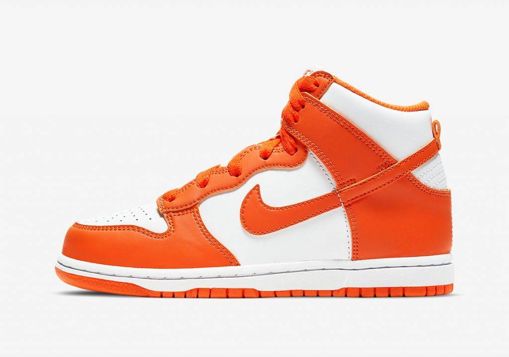 Nike Dunk High Syracuse white and orange colourway