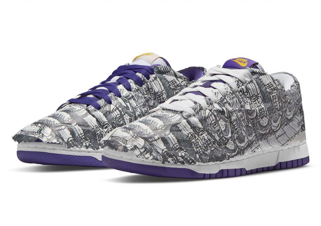 Nike Dunk Low "Flip The Old School" purple and white colourway