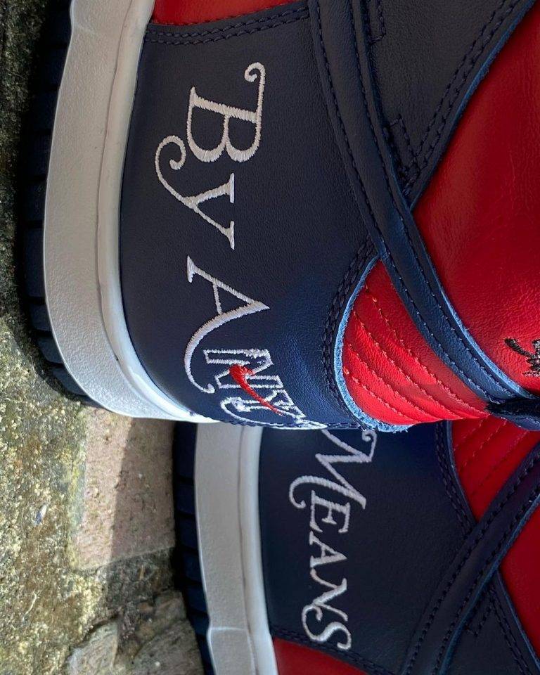supreme nike dunk high by any means