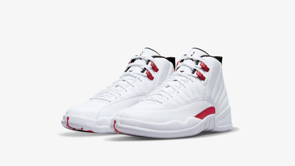 Air Jordan 12 "Twist" white leather and metallic red eyelets colourway 