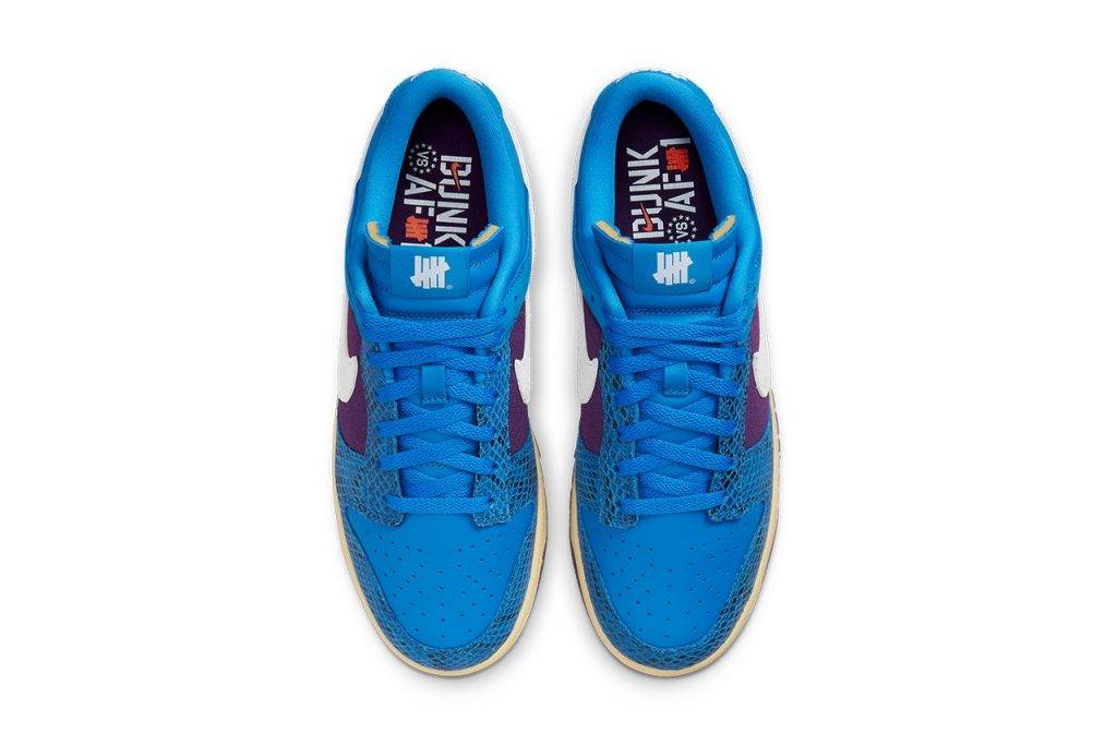 UNDEFEATED x Nike Dunk Low blue and purple snakeskin colourway