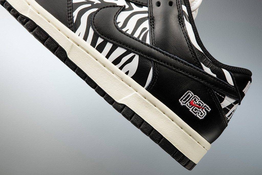 Quartersnacks Nike SB Dunk Low Zebra Black and zebra pattern