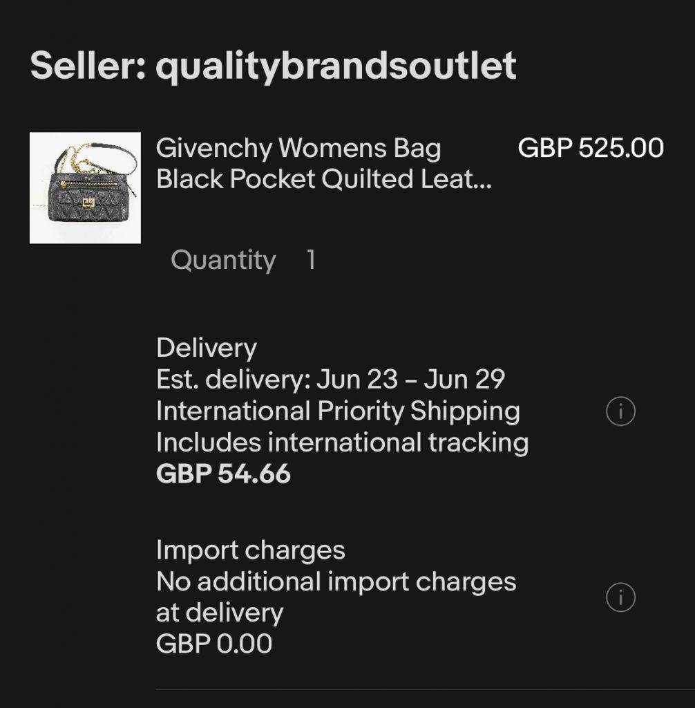 eBay 商品可送達全球，不過需要加運費。以Givenchy這款斜孭手袋為例，需要約港元$516運費。